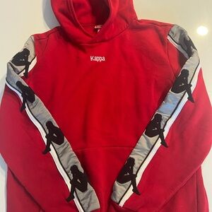 Kappa Red Hoodie with Black and Gray Stripes